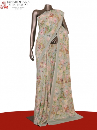 Floral  Pure Crepe Silk Saree